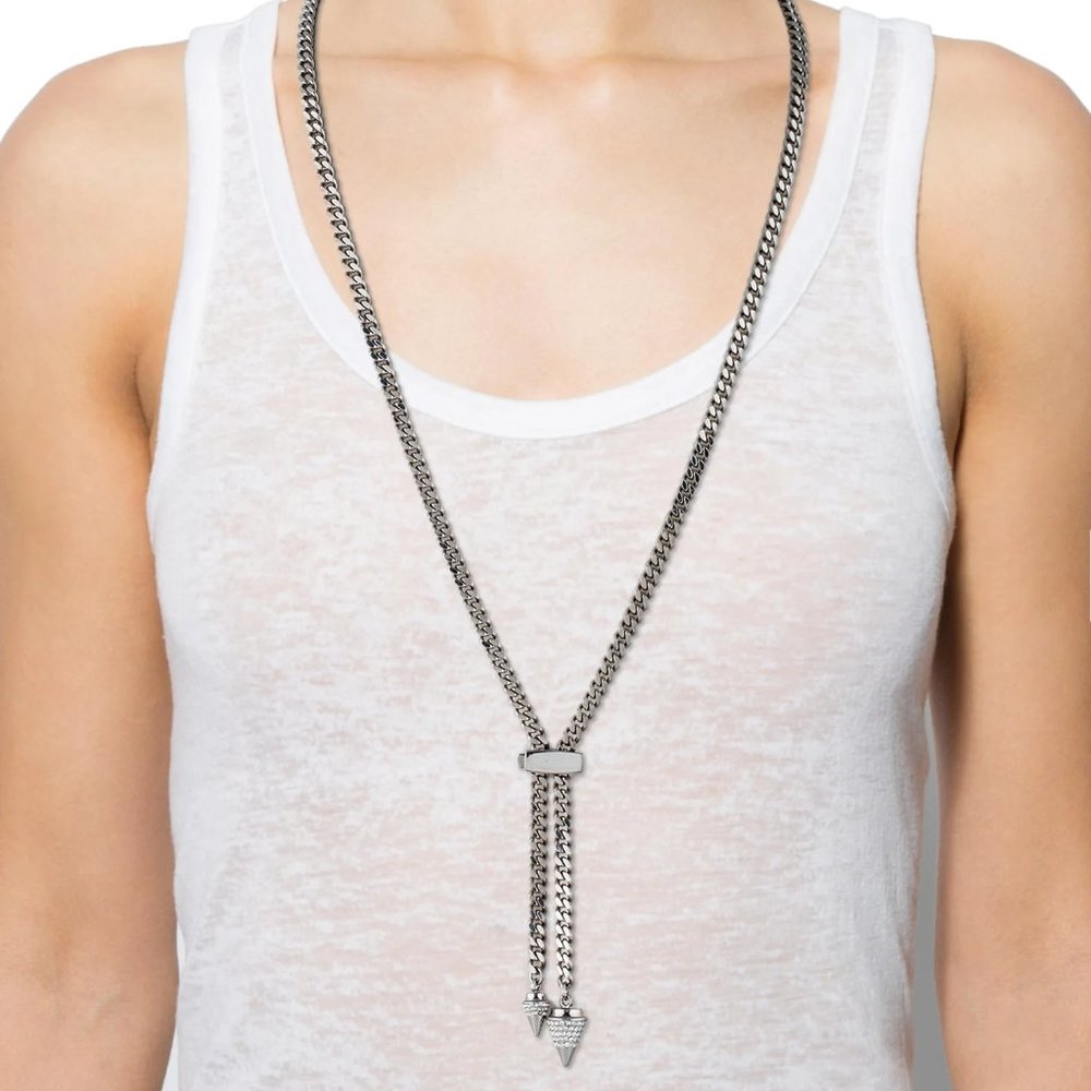 Vita Fede Titan Crystal Chain Lariat Necklace NWOT
